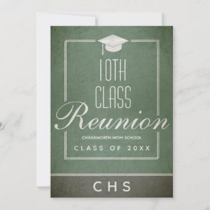 Wiedersehen der 10. Klasse Elegant Script Green Bl Einladung