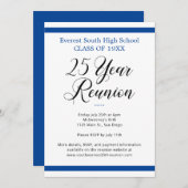 Wiedersehen der 25-jährigen Minimalistisch-Blau- u Einladung (Vorne/Hinten)