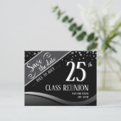 Wiedersehen der 25. Klasse Elegant schwarz Ankündigungspostkarte (Stehend Vorderseite)