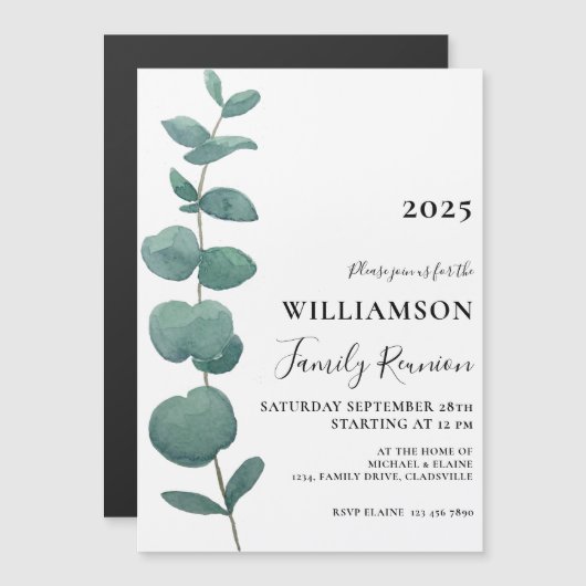 Wiedersehen der Eucalyptus-Familie Magneteinladung (Vorne/Hinten)