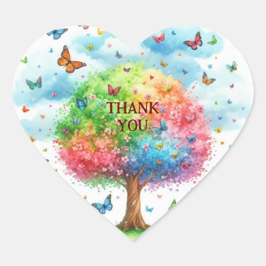Wiedersehen der Familie der Wasserfarben-Bäume Herz-Aufkleber (Vorderseite)