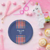 Wiedersehen der Gingham-Familie, Rot, Weiß und Bla Pappteller (Party)