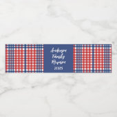 Wiedersehen der Gingham-Familie, Rot, Weiß und Bla Wasserflaschenetikett (Einzelnes Label)