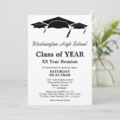 Wiedersehen der Klasse "Black and White Graduation Einladung (Stehend Vorderseite)