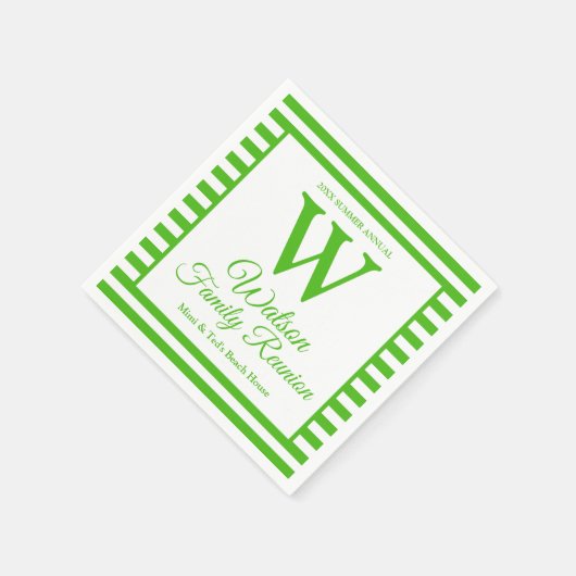 Wiedersehen der modernen monogram-grünen Streifen Serviette (Ecke)