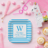 Wiedersehen der modernen monogram Light Blue Strip Pappteller (Party)