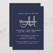 Wiedersehen der modernen Navy White Silver Monogra Einladung (Vorne/Hinten)