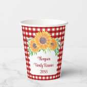 Wiedersehen der personalisierten Sonnenblumenfamil Pappbecher (Rückseite)