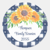 Wiedersehen der personalisierten Sonnenblumenfamil Runder Aufkleber (Vorderseite)