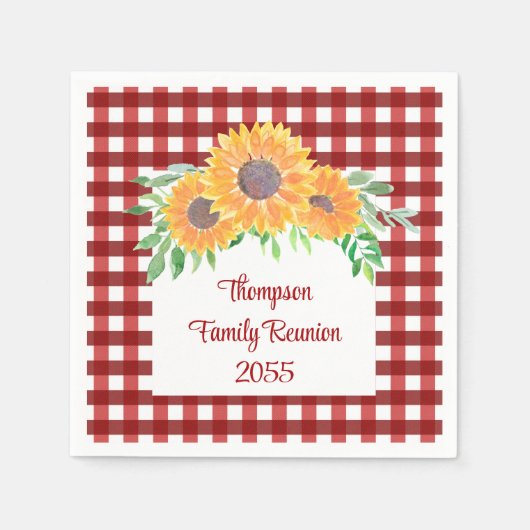 Wiedersehen der personalisierten Sonnenblumenfamil Serviette (Vorderseite)