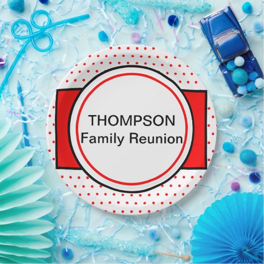 Wiedersehen der Red Polka Dots Family Pappteller (Party)