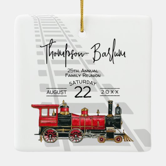 Wiedersehen der Red Train Family Keramikornament (Rückseite)