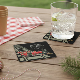 Wiedersehen der Red Train Family Rechteckiger Pappuntersetzer