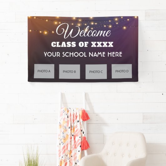 Wiedersehen der Schule Begrüßung mit dem Banner de (Insitu)