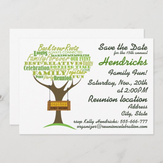 Wiedersehen-Design der Familie. Einladung (Vorne/Hinten)