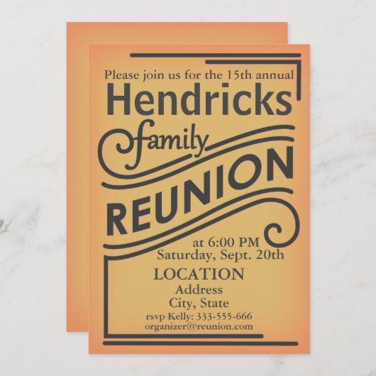 Wiedersehen-Design Einladung (Vorne/Hinten)