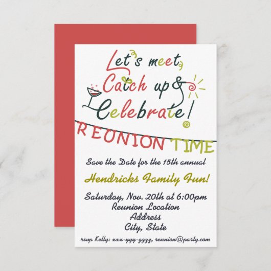 Wiedersehen-Design Einladung (Vorne/Hinten)