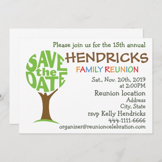 Wiedersehen-Design für Familien Einladung (Vorne/Hinten)