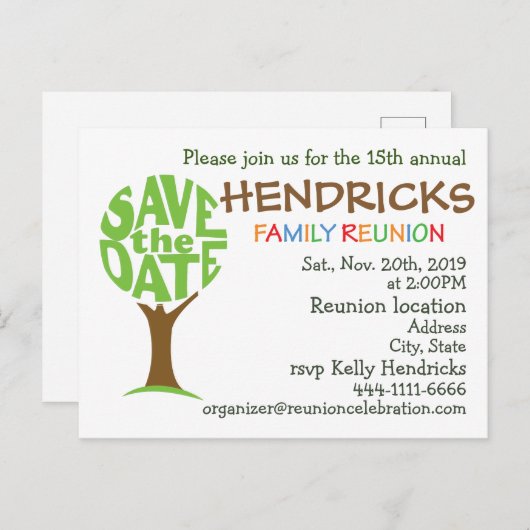 Wiedersehen-Design für Familien Einladungspostkarte (Vorne/Hinten)