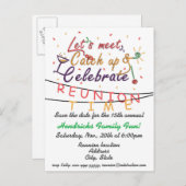 Wiedersehen-Design für Familien, Schulfreunde, Gle Ankündigungspostkarte (Vorne/Hinten)