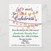 Wiedersehen-Design für Familien, Schulfreunde, Gle Ankündigungspostkarte (Vorderseite)