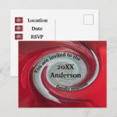 Wiedersehen Einladung Ankündigung Hellrot Postkarte (Vorne/Hinten)