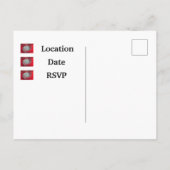 Wiedersehen Einladung Ankündigung Hellrot Postkarte (Rückseite)