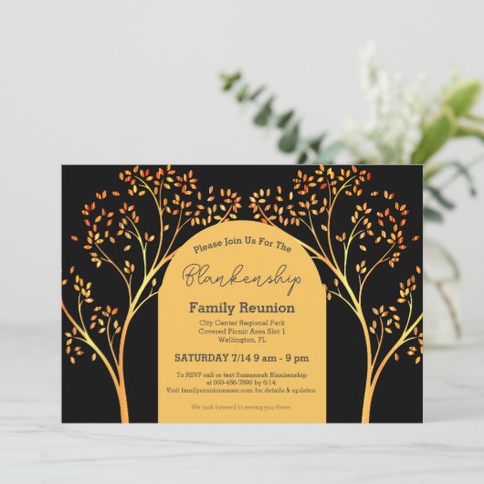 Wiedersehen Einladung der Golden Orange Tree Famil (Stehend Vorderseite)