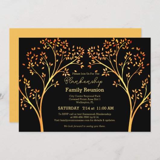 Wiedersehen Einladung der Golden Orange Tree Famil (Vorne/Hinten)