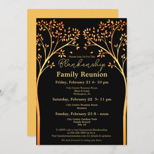 Wiedersehen Einladung der Golden Orange Tree Famil (Vorne/Hinten)