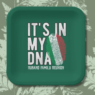 Wiedersehen-Einladung der italienischen DNA-Famili Pappteller