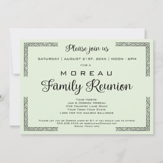 Wiedersehen-Einladung für eine grüne oder eine bel Einladung (Vorderseite)