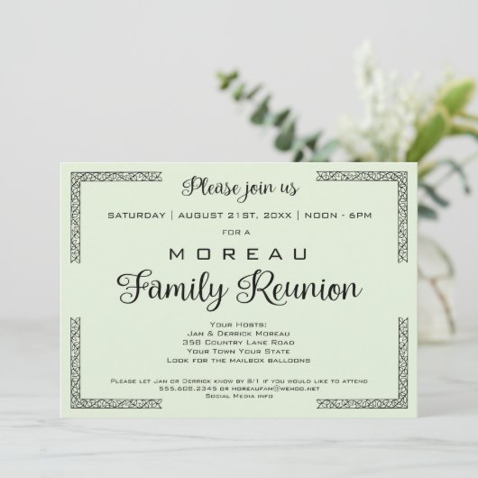 Wiedersehen-Einladung für eine grüne oder eine bel Einladung (Stehend Vorderseite)