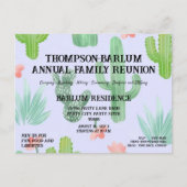 Wiedersehen-Einladung für Kaktus-Themed Family Postkarte (Vorderseite)