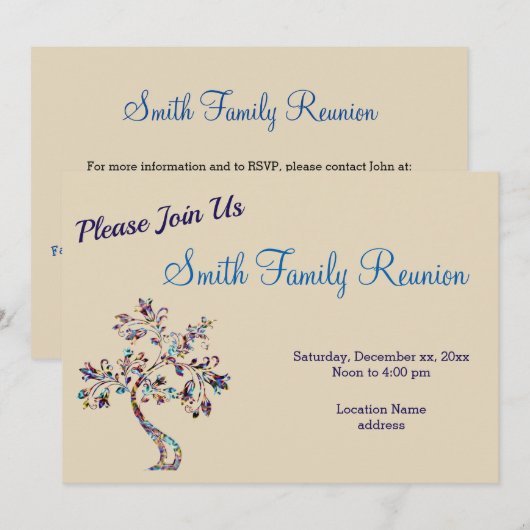 Wiedersehen-Einladung für Nebula Tree Family Einladung (Vorne/Hinten)