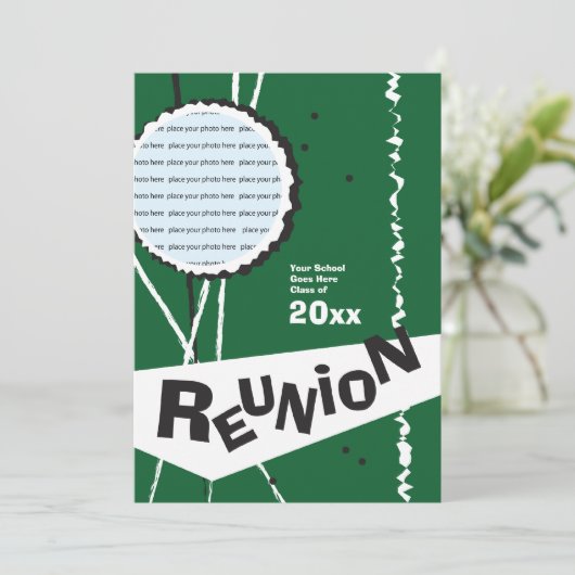 Wiedersehen-Einladung für Retro Green Class Einladung (Stehend Vorderseite)