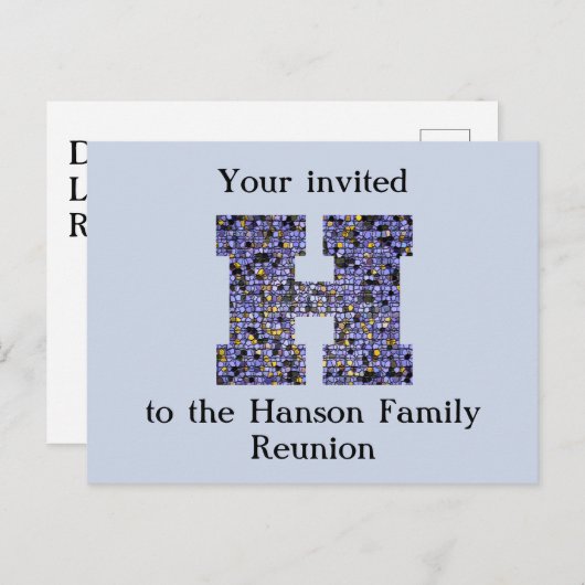 Wiedersehen Einladung H Mosaik Monogram Postkarte (Vorne/Hinten)