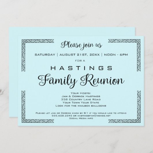 Wiedersehen-Einladung in Farbe oder Blau Einladung (Vorne/Hinten)