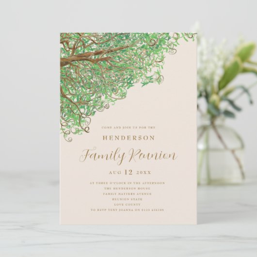 Wiedersehen-Einladung zur Aquarellbaum-Familie Einladung (Stehend Vorderseite)