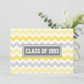 Wiedersehen-Einladungen der Klasse Grau-Gelb Zickz Einladung (Stehend Vorderseite)