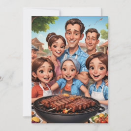 Wiedersehen-Einladungen für Familien Grillen-Cooki Einladung