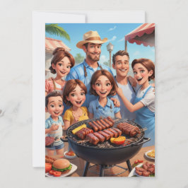 Wiedersehen-Einladungen für Familien Grillen-Cooki Einladung