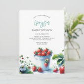 Wiedersehen-Einladungen für Vintage Erdbeerfamilie Einladung (Stehend Vorderseite)