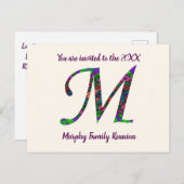 Wiedersehen Einladungsbrief M Monogramm Postkarte (Vorne/Hinten)