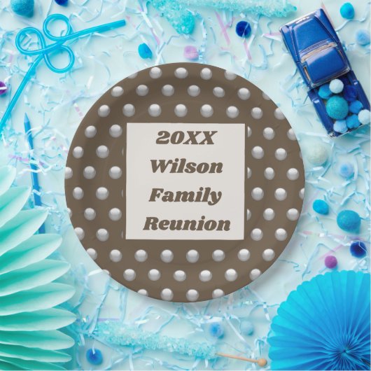 Wiedersehen Elegante Silver Polka Dot Pattern Pappteller (Party)