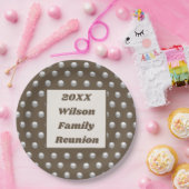 Wiedersehen Elegante Silver Polka Dot Pattern Pappteller (Party)