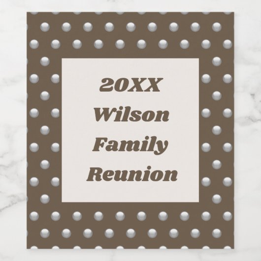 Wiedersehen Elegante Silver Polka Dot Pattern Weinetikett (Einzelnes Label)