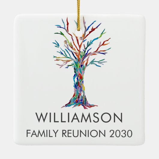 Wiedersehen-Familienbaum für personalisierte Keramikornament (Rückseite)