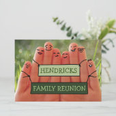 Wiedersehen-Familiendesign mit Fingern Einladung (Stehend Vorderseite)