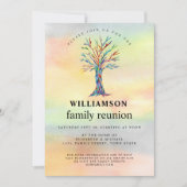 Wiedersehen Family Tree - farbenfrohe Einladung (Vorderseite)